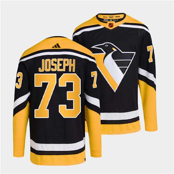 Men%27s Pittsburgh Penguins #73 Pierre-Olivier Joseph Black 2022 Reverse Retro Stitched Jersey Dzhi